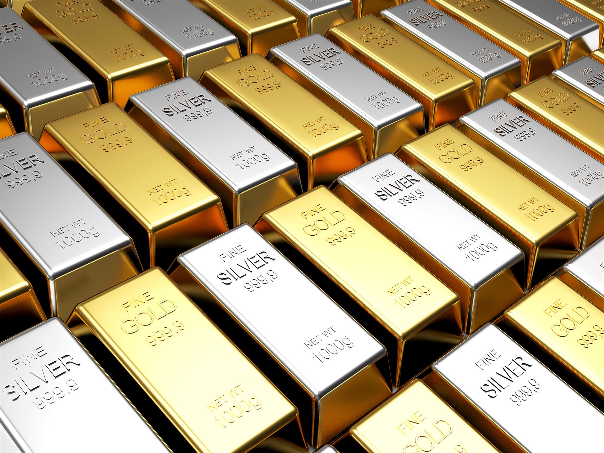 Rows-of-gold-and-silver-bars